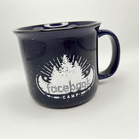 Facebook Camp 17 Coffee Mug Navy Blue Speckled Ceramic Campfire Style